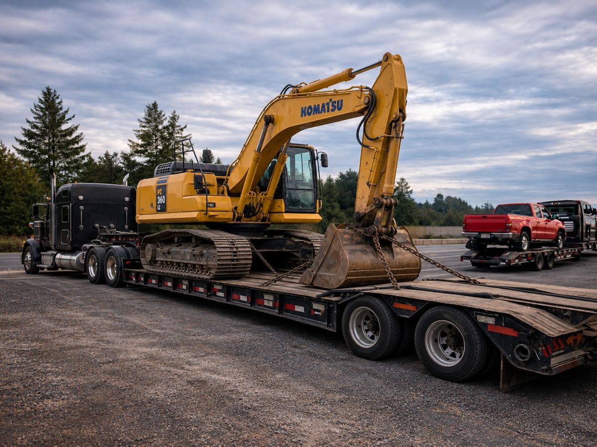 Excavator transport in British Columbia