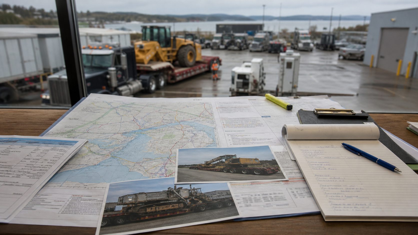 Access and loading conditions that can change the hauling plan for equipment hauling transport planning.