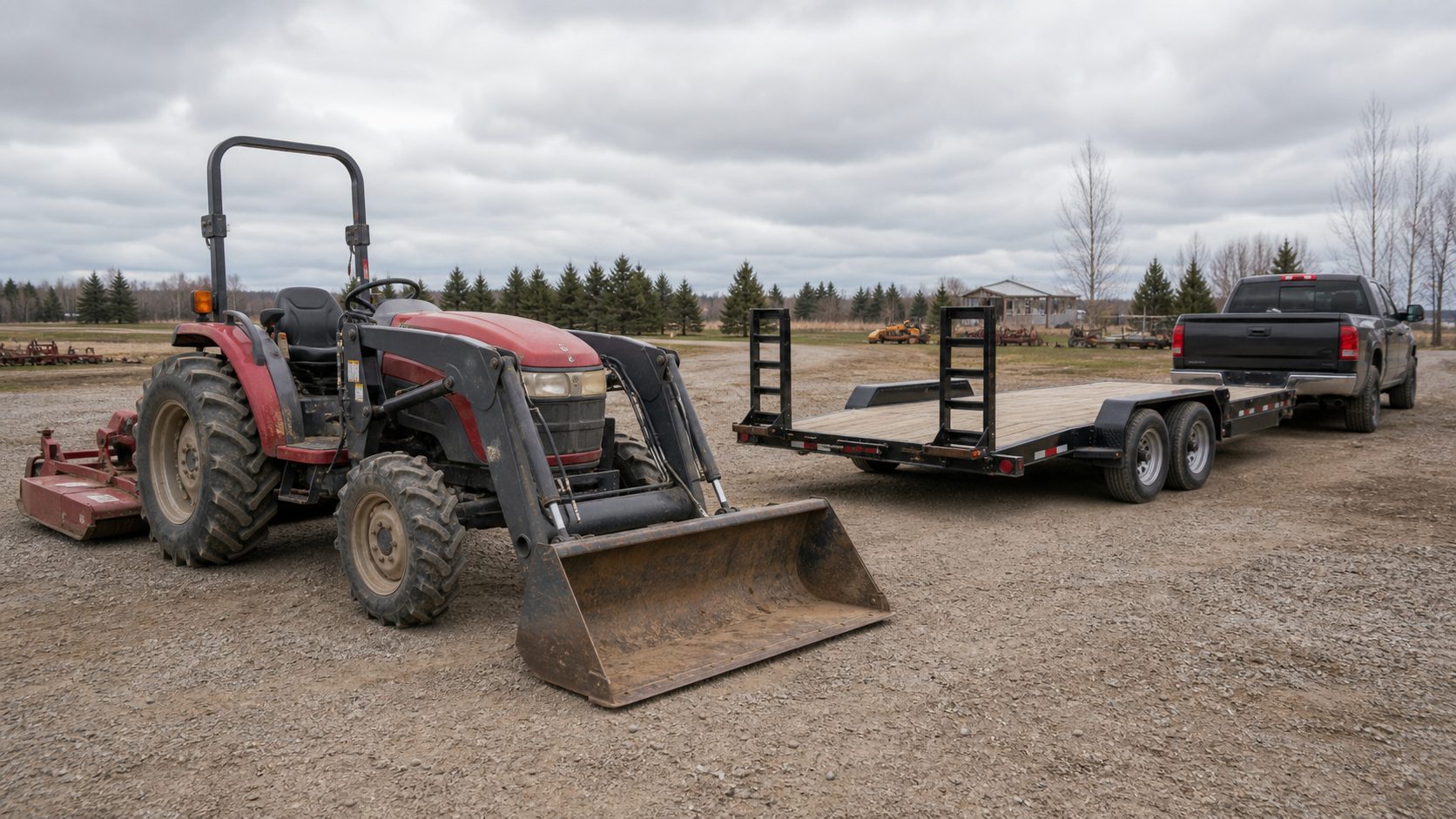 Describe the tractor as it will travel for equipment hauling transport planning.