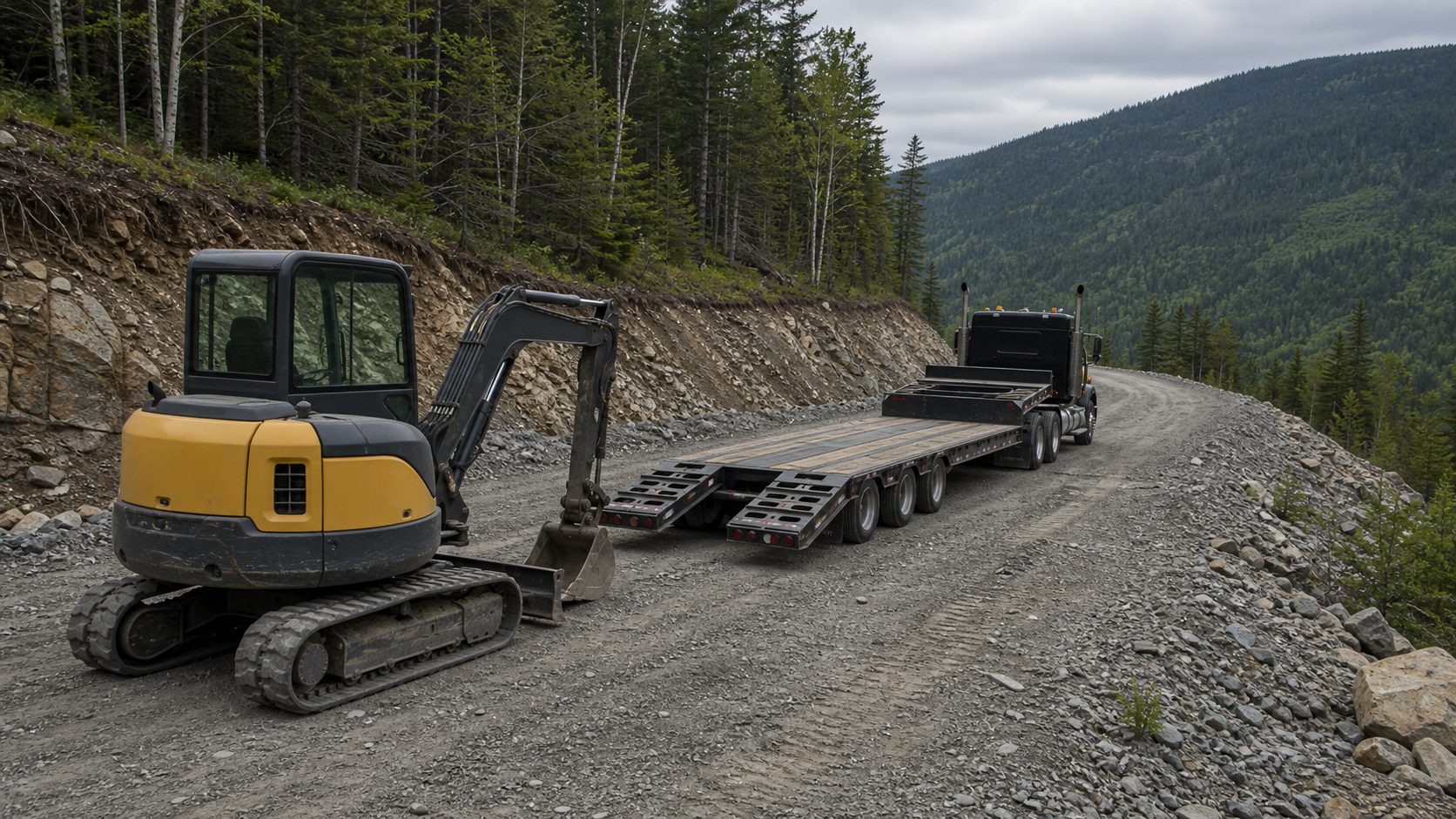 Terrain and access context for BC equipment transport for regional transport transport planning.